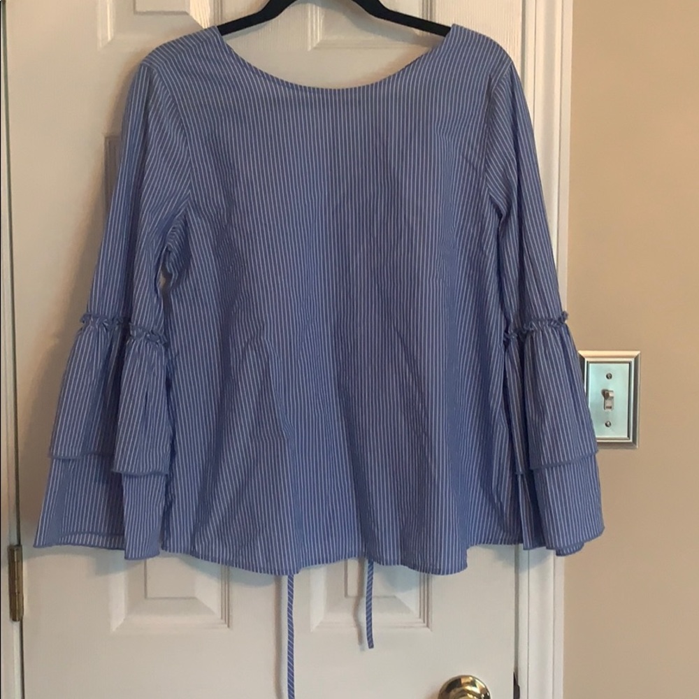Loft blouse with bell sleeves